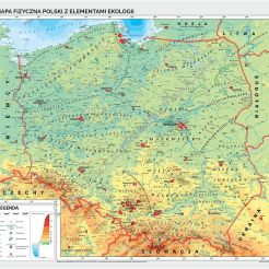 Mapa fizyczna Polski z elementami ekologii - mapa ścienna 150 x 200 cm