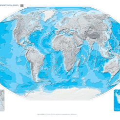 Mapa konturowa hipsometryczna świata - ćwiczeniowa mapa ścienna 200 x 150 cm