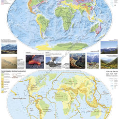 Świat - geologia i tektonika - mapa ścienna  150 x 200 cm
