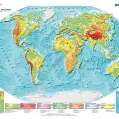 Welt physisch - ścienna mapa fizyczna świata w języku niemieckim 200 x 150 cm