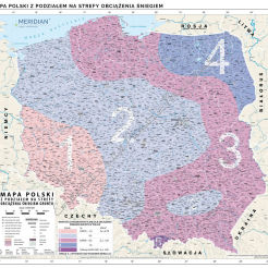 Mapa Polski z podziałem na strefy obciążenia śniegiem - mapa ścienna 150 x 200 cm
