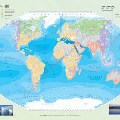Hydrografia świata - mapa ścienna 200 x 150 cm