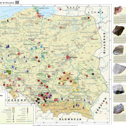 Surowce mineralne w Polsce - mapa ścienna 160 x 120 cm