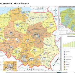Polska - przemysł i energetyka - mapa ścienna 200 x 150 cm