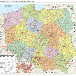 Mapa administracyjno-drogowa Polski - mapa ścienna 120 x 160 cm