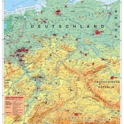 Deutschland physisch - mapa ścienna w języku niemieckim 150 x 200 cm