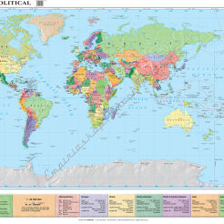 World political (Mercator) - mapa ścienna w języku angielskim 200 x 150 cm