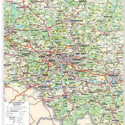 Woj. śląskie - ścienna mapa administracyjno - samochodowa