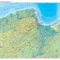Województwo pomorskie - ścienna mapa fizyczna i mapa Kaszub