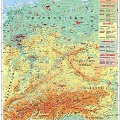 Deutschsprachige Länder physisch - mapa ścienna w języku niemieckim 150 x 200 cm