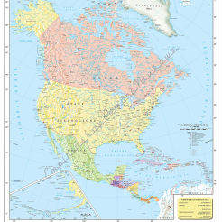 Ameryka Północna i Środkowa - ścienna mapa polityczna 150 x 200 cm
