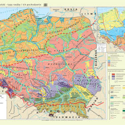 Geomorfologia Polski - typy rzeźby i ich pochodzenie - mapa ścienna 120 x 160 cm
