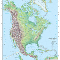 Ameryka Północna i Środkowa - ścienna mapa fizyczna 120 x 160 cm